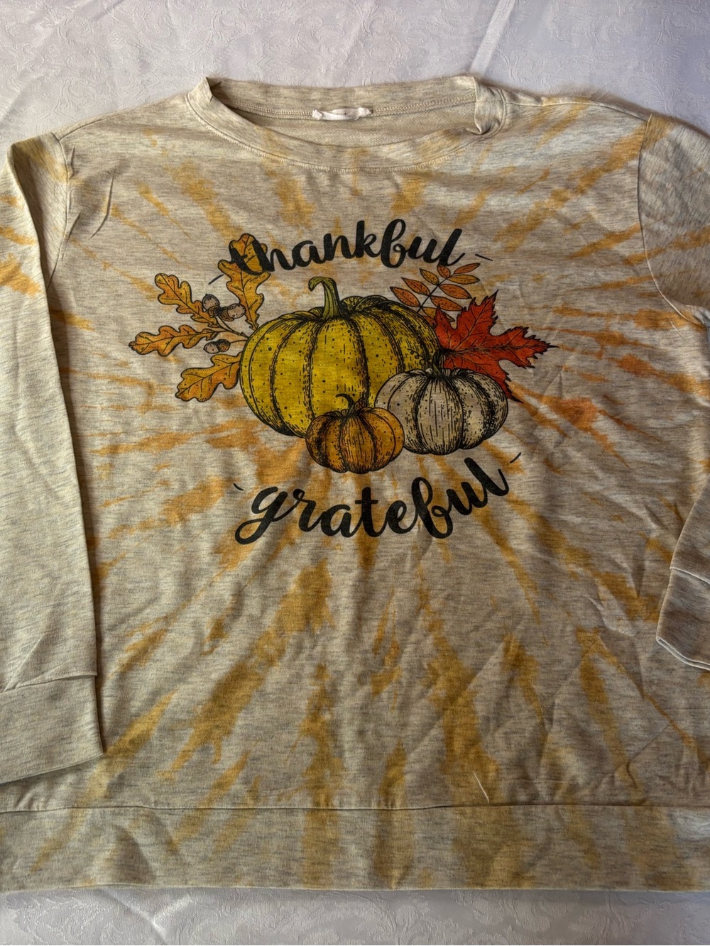 Woman’s 'Thankful Grateful' Pumpkin Tie-Dye sweatshirt - small